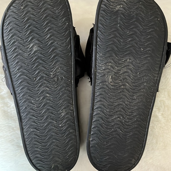 Black satin slides 7 8 bow knot sandals rubber molded foot fakin-stock M - Picture 6 of 8